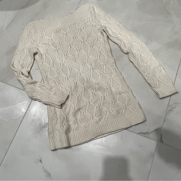 ANN TAYLOR LOFT boat neck ivory knit sweater - small - Picture 2 of 7